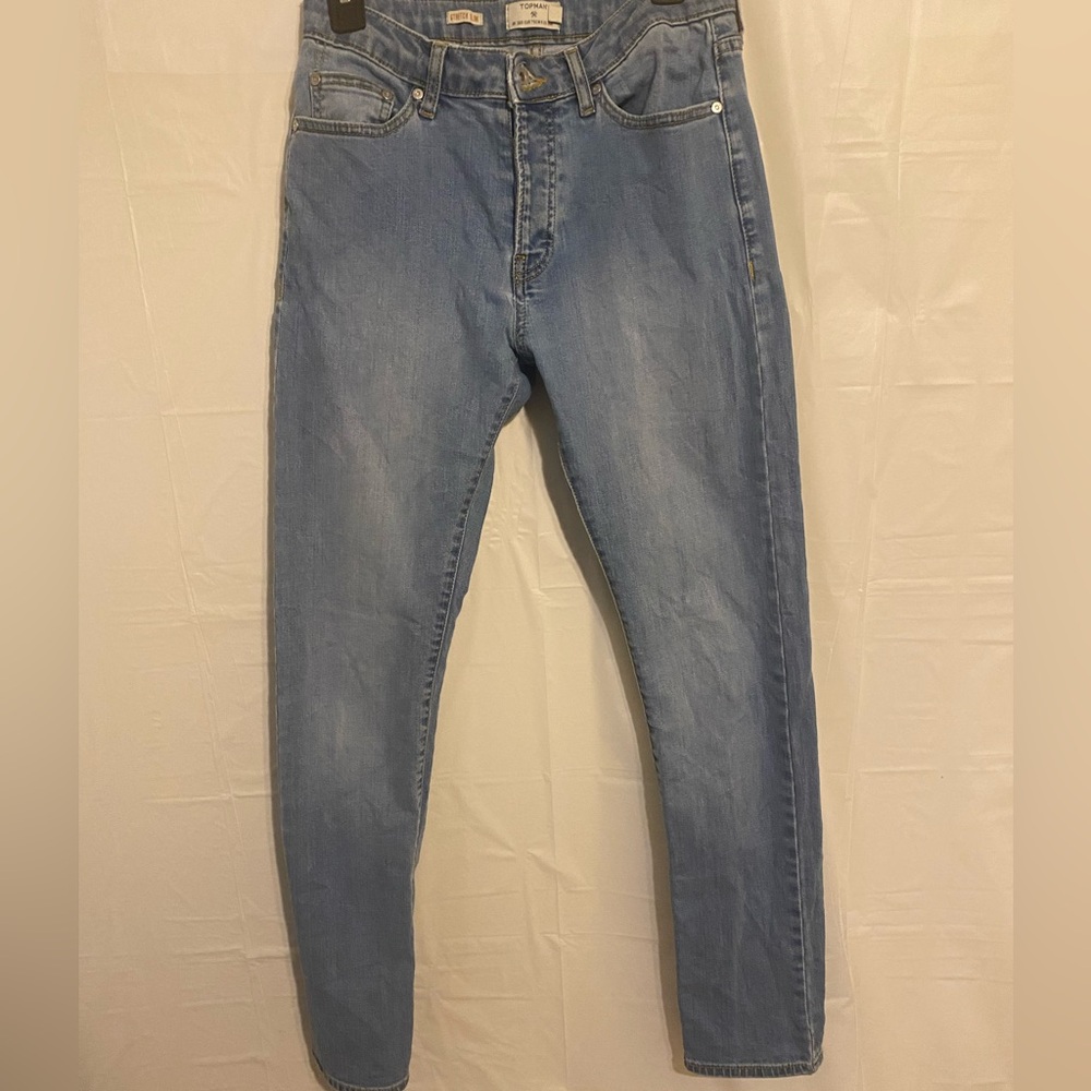 TOPMAN STRETCH SLIM WOMENS SIZE 30R MADE IN EGYPT LIGHT WASH SKINNY JEANS